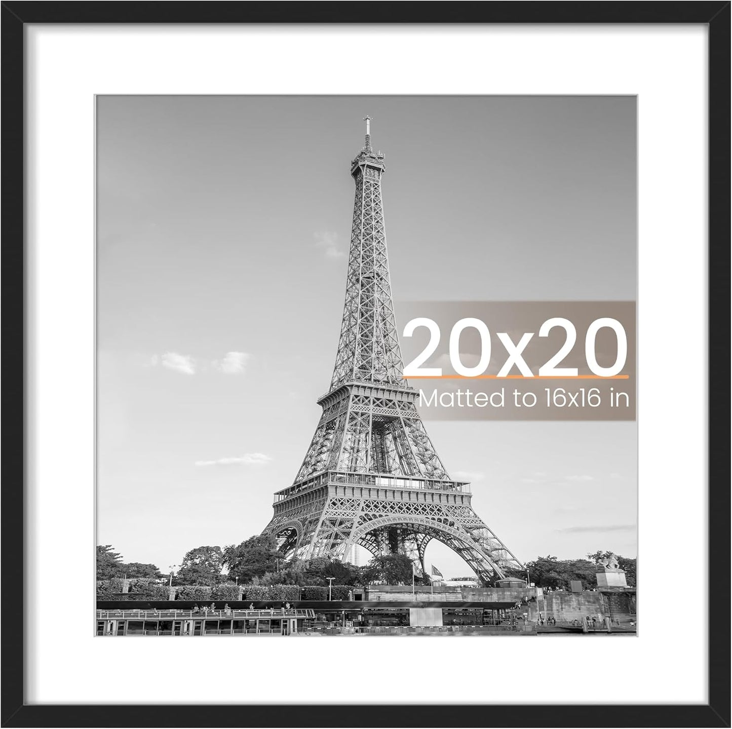 Upsimples 20x20 Picture Frame - Versatile Wall Hanging for 16x16 Photos with Mat | Black, 1 Pack