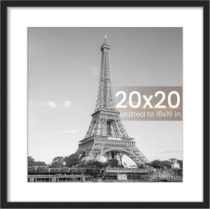 Upsimples 20x20 Picture Frame - Versatile Wall Hanging for 16x16 Photos with Mat | Black, 1 Pack