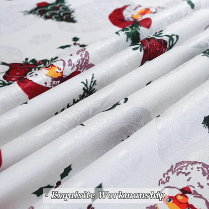 White Christmas Tablecloth 60 x 102 Inch Waterproof Damask Jacquard Rectangular