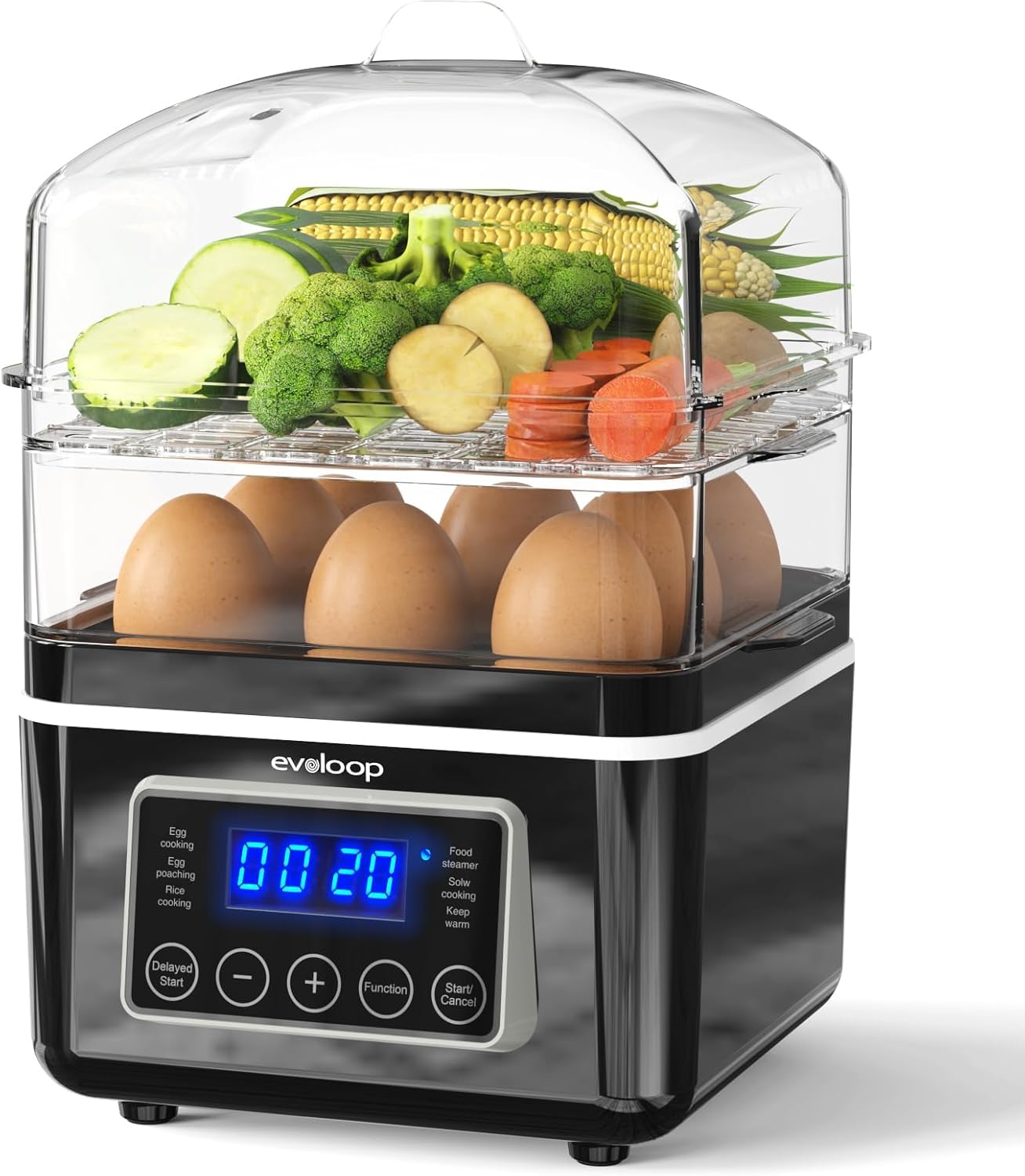 Skiennix 4 QT Electric Food Steamer - BPA-Free Stackable Baskets & Auto Shut-Off | Ideal for Veggies, Seafood, Rice