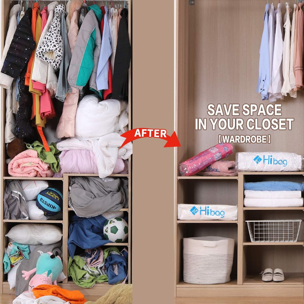 Space Saver - 8 Medium Vacuum Storage Bags for Clothes | Pump Included for Easy Use