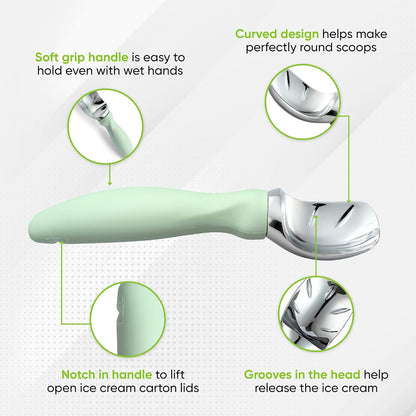Spring Chef Ice Cream Scoop - Professional Heavy-Duty Scooper with Comfortable Handle | Perfect for Gelato, Sorbet, Cookie Dough