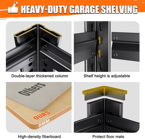 Heavy Duty Garage Shelving Units by [Brand Name] - 5-Tier Adjustable Steel Storage Rack Set | 71" H x 28" W x 12" D, Black
