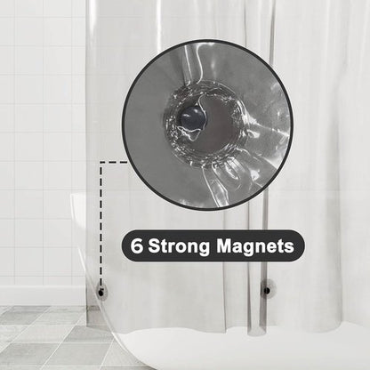 Barossa Design Clear Black Shower Curtain Liner - PEVA Heavy Duty Shower Liner with 6 Magnets and Metal Grommets, 72" x 72" Waterproof Bathroom Curtains - Black Clear