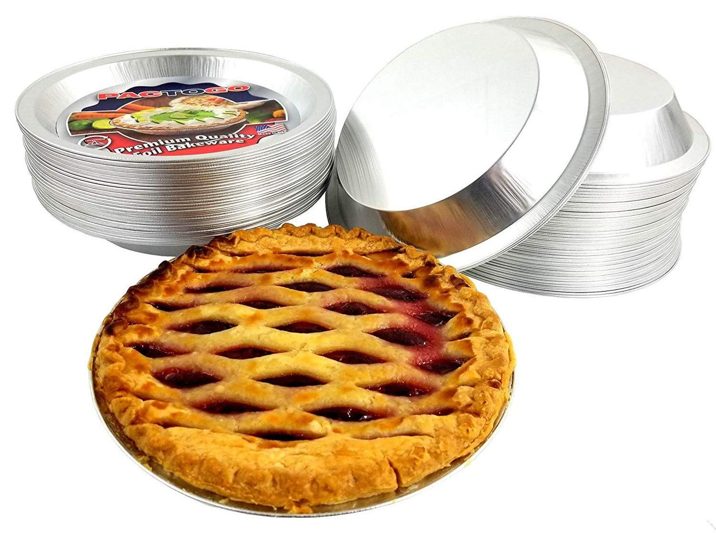 PACTOGO 9" Disposable Heavy Smooth-Wall Aluminum Foil Pie Pans (Pack of 50)