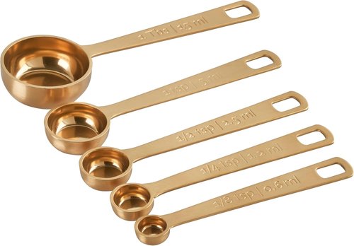 Le Creuset Measuring Spoons - Gold Set of 5 for Precise Cooking Measurements (1/8, 1/4, 1/2 Tsp, 1 Tb)