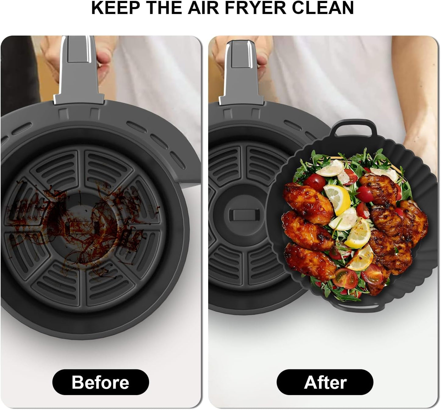 Ninja Silicone Air Fryer Liners - Reusable Food Grade Accessories for 4-5.3QT | 3-Pack Set