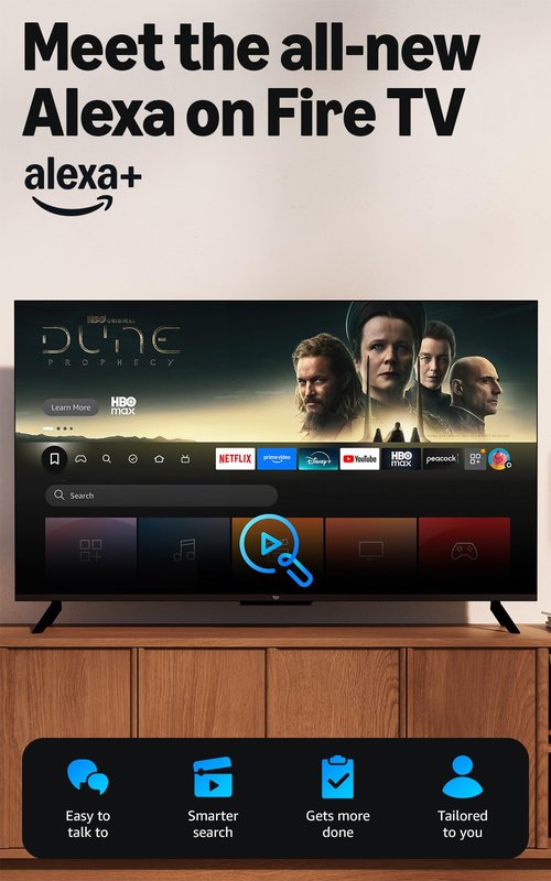 Amazon Fire TV 43" 4-Series (newest model), 4K Ultra HD smart TV with Alexa Remote, HDR10+, fast processor, Dolby Audio, Ambient Experience, free and live TV, find shows faster with Alexa+