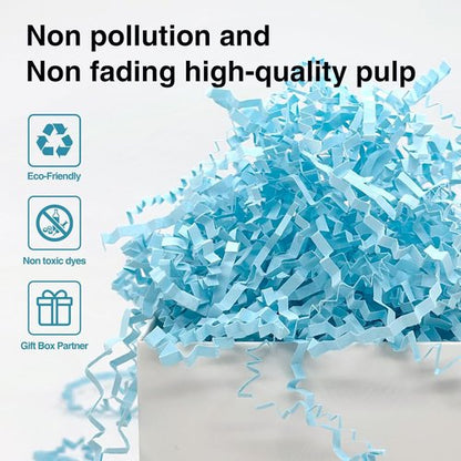 Corlcol 200g(7oz) Crinkle Paper Filler, Gift Box Baskets for Easter, Birthday, Wedding, Decoration(Light Blue)