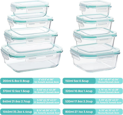 Vtopmart Glass Storage Containers - 8 Pack with Lids & 6 Pack 16 oz Overnight Oats Containers