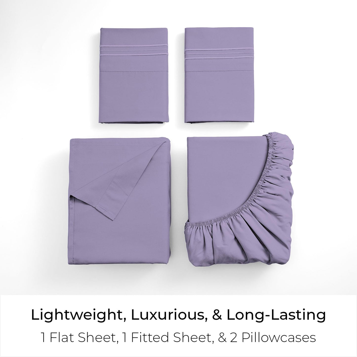 Mellanni Queen Sheets Set - 4 PC Iconic Collection Bedding - Hotel Luxury, Extra Soft, Cooling Bed Sheets - Wrinkle, Fade, Stain Resistant (Queen, Violet)