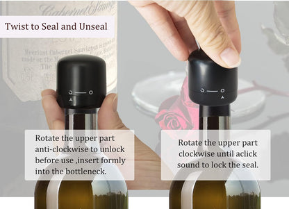 Wine and Champagne Stoppers， 2Pack Champagne and Wine Bottle Stopper, Reusable Leakproof Wine & Champagne Sealer, Keep Champagne & Wine Fresh