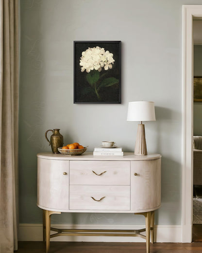 Bzstyleart Metal Framed Wall Art - Textured Hydrangea Canvas Print for Aesthetic Decor | 12 x 16 Inch