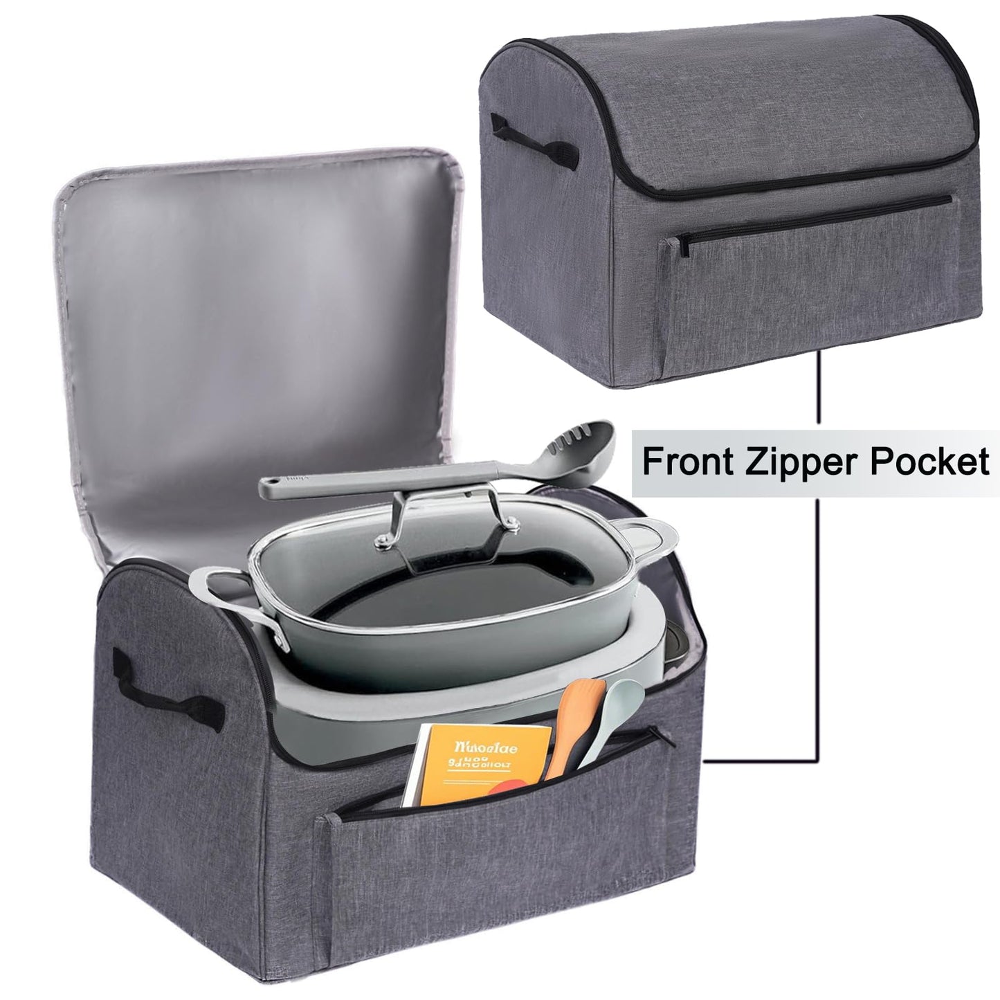 Slow Cooker Cover Bag for Ninja Foodi Possible Cooker Pro, Durable Dust Cover with Front Pocket Handle, Scratch Water Resistant, Gray