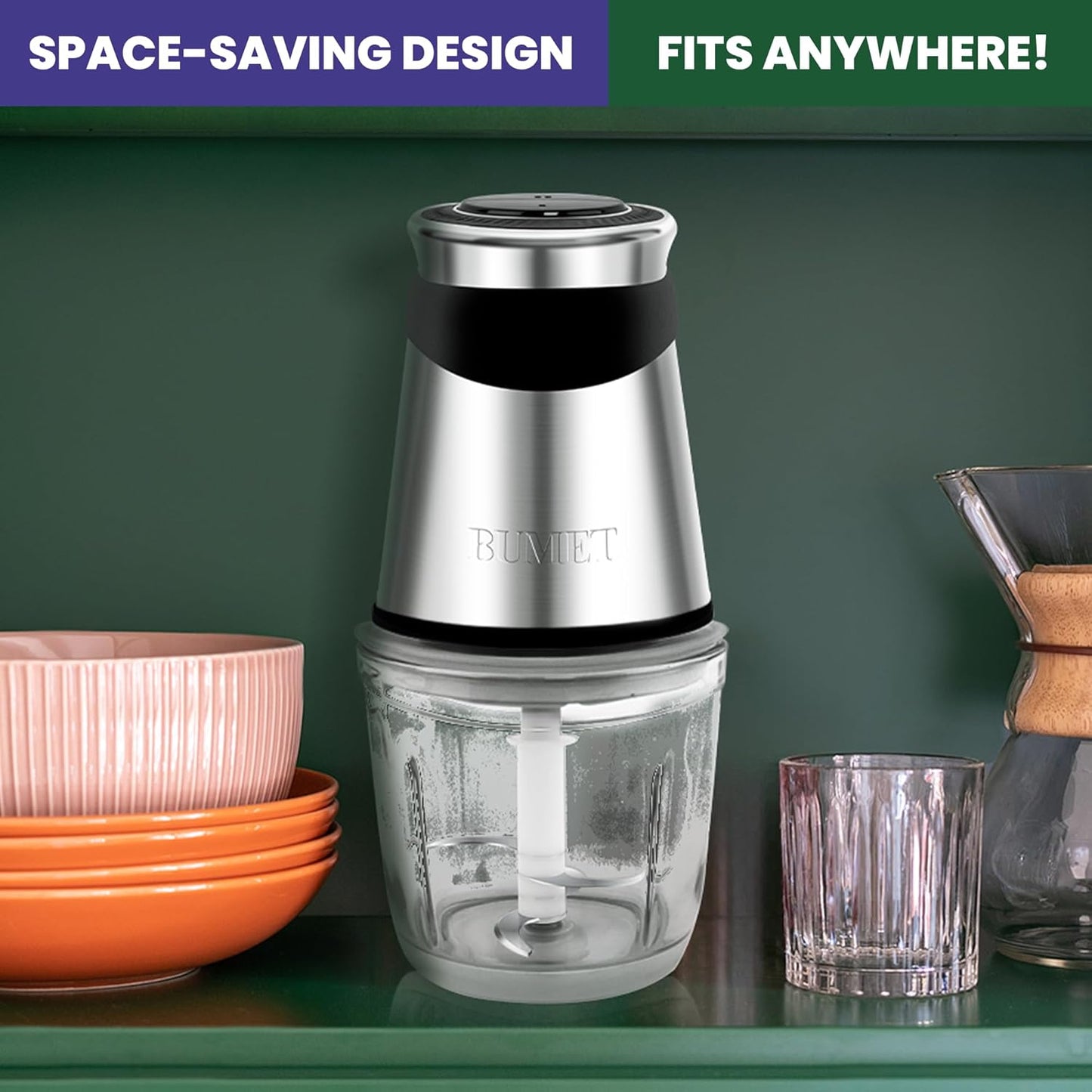 Skiennix Electric Food Processor - 500W Mini Vegetable Chopper with 2.5-Cup Bowl & 4 Blades for Home Use