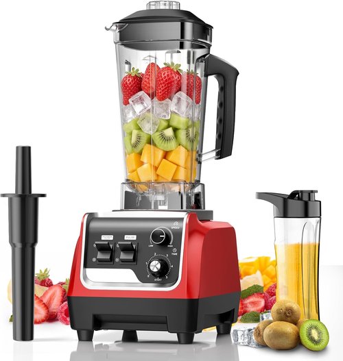 1800W High-Speed Blender by [Brand Name] - Smoothies & Frozen Drinks | 70 Oz BPA-Free Pitcher & 20 Oz To-Go Cup - Dark Red