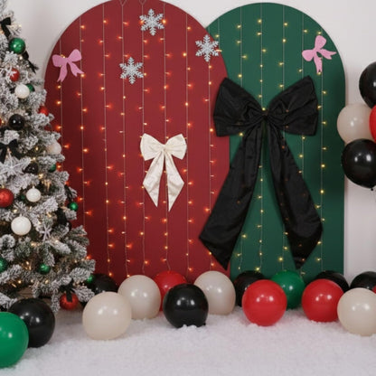 Skiennix Black & White Bow Decor - 2 Pack Large & Small Coquette Room Backdrop for Events