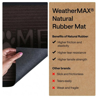GORILLA GRIP 100% Waterproof All-Season WeatherMAX Doormat, 47x35, US Designed Natural Rubber, Stain and Fade Resistant, Low Profile Indoor Outdoor Door Mats, Easy Clean Patio Mat, Espresso Home Paw