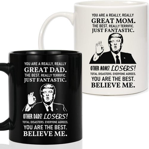 Breezy Valley Mom and Dad Mugs Gifts for Parents from Daughter Son - New Parent Gifts for Mommy Daddy from Children Kids, Funny Birthday Anniversary Mom and Dad Coffee Mugs Set Gift Ideas