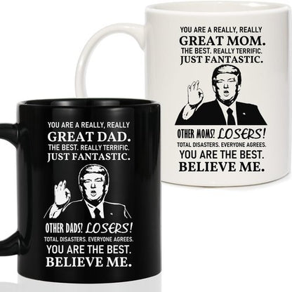 Breezy Valley Mom and Dad Mugs Gifts for Parents from Daughter Son - New Parent Gifts for Mommy Daddy from Children Kids, Funny Birthday Anniversary Mom and Dad Coffee Mugs Set Gift Ideas
