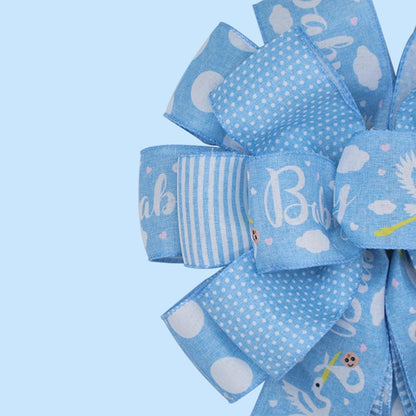 Montekin Large Baby Shower Bows - 20x11 Inch Wired Burlap Wreath Bow for Boys & Girls | Spring Decoration (Blue)
