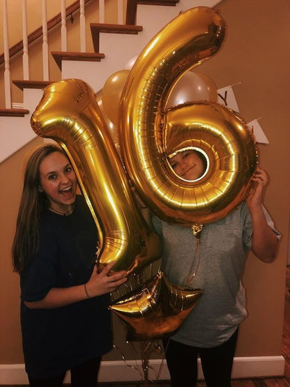 40 Inch Gold Foil Number Balloons - Sweet 16 Birthday Decorations for Memorable Photo Shoots