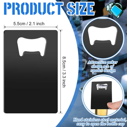 Nuogo 100 Pcs Stainless Steel Card Bottle Openers Bulk Metal Card Beer Openers Groomsmen Wallet Bottle Opener for Wedding Party Bridesmaid Favors Gifts (Black)