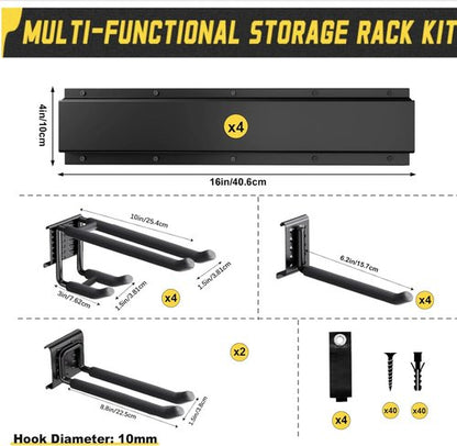 Garage Tool Organizer by [Brand Name] - 64'' Wall-Mounted Adjustable Hanger Rack with 18 Heavy-Duty Hooks