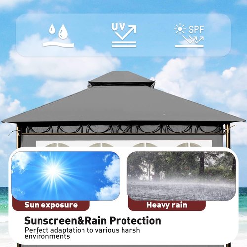 Gazebo | Gazebo Canopy Tent with UV Protection for Outdoor Events - 10'x10', Grey