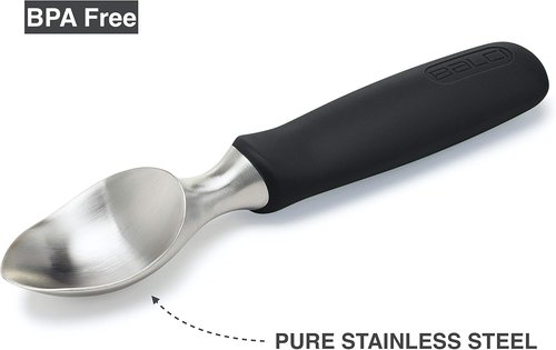 Balci Ice Cream Scoop - Heavy Duty Stainless Steel Scooper with Non-Slip Grip - Dishwasher Safe, Black