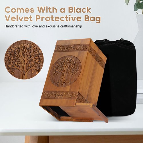 Celepeace Engraved Large Wooden Urn, 11 Inch Cremation Urn for Human Ashes (Tree of Life)