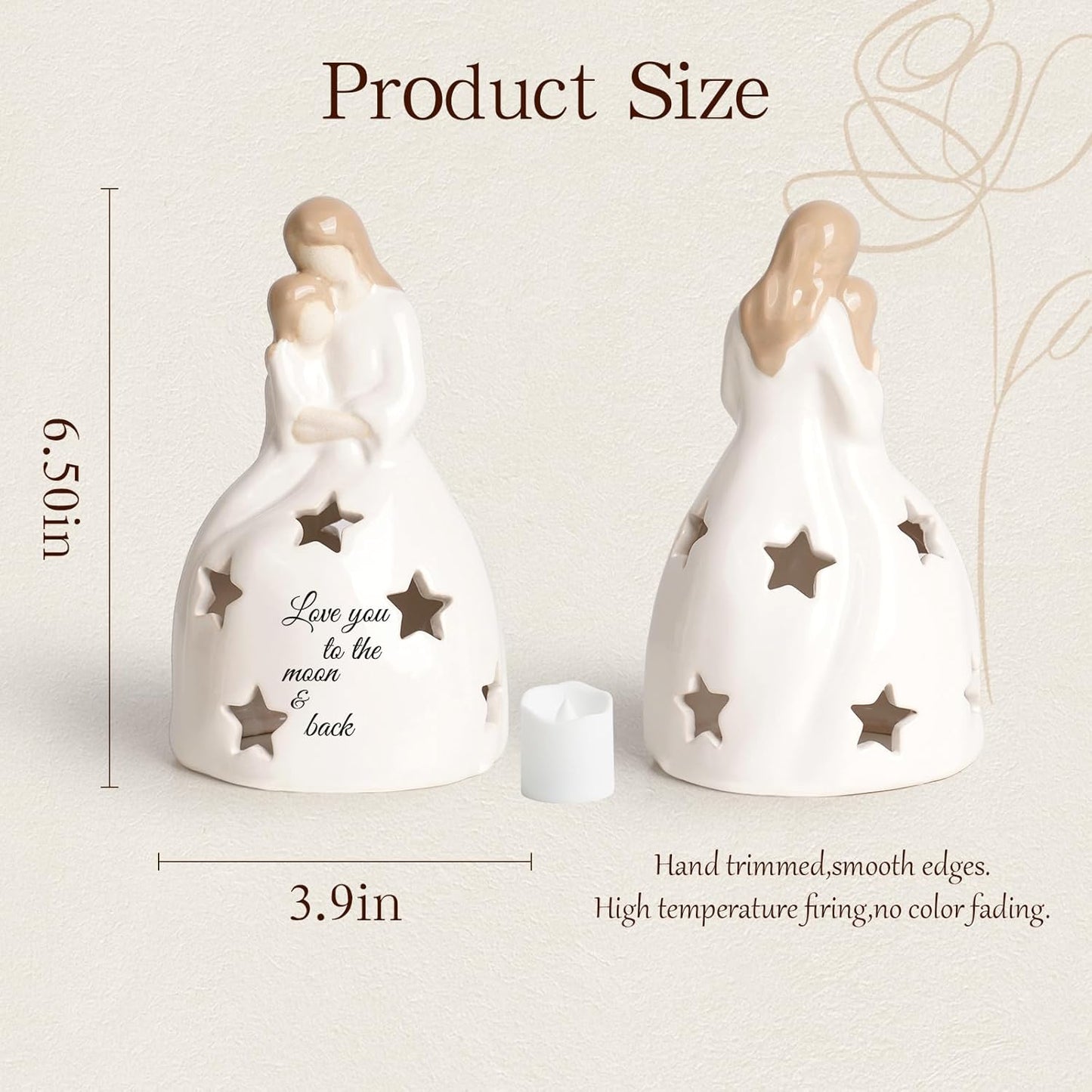 Regine Switzerland Mother And Daughter Figurine - Heartwarming Candleholder Statue With LED Light