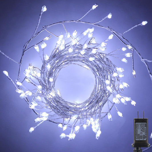 Skiennix Fairy Lights - 10Ft 200LED Waterproof Silver Wire String Lights | 8 Modes for Bedroom & Wedding Decor