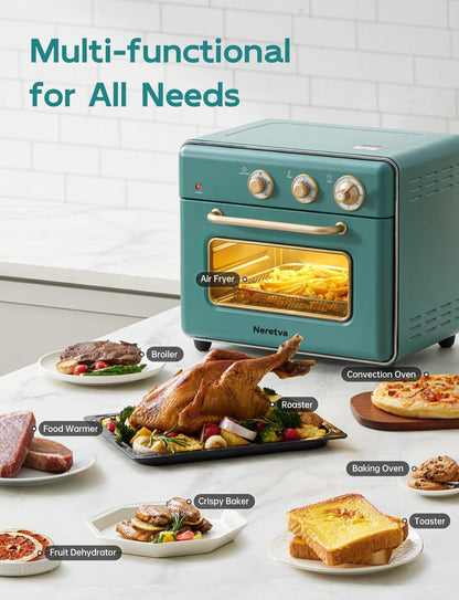 Neretva Toaster Oven & Air Fryer - 6-in-1 Compact 21 QT Stainless Steel Combo | 1500W Rapid Heat