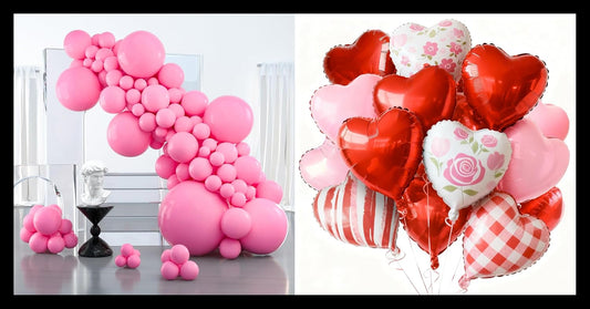 PartyWoo Pink Balloons - 127 Pcs in Various Sizes & Heart Foil Balloons for Valentine's Day Decor