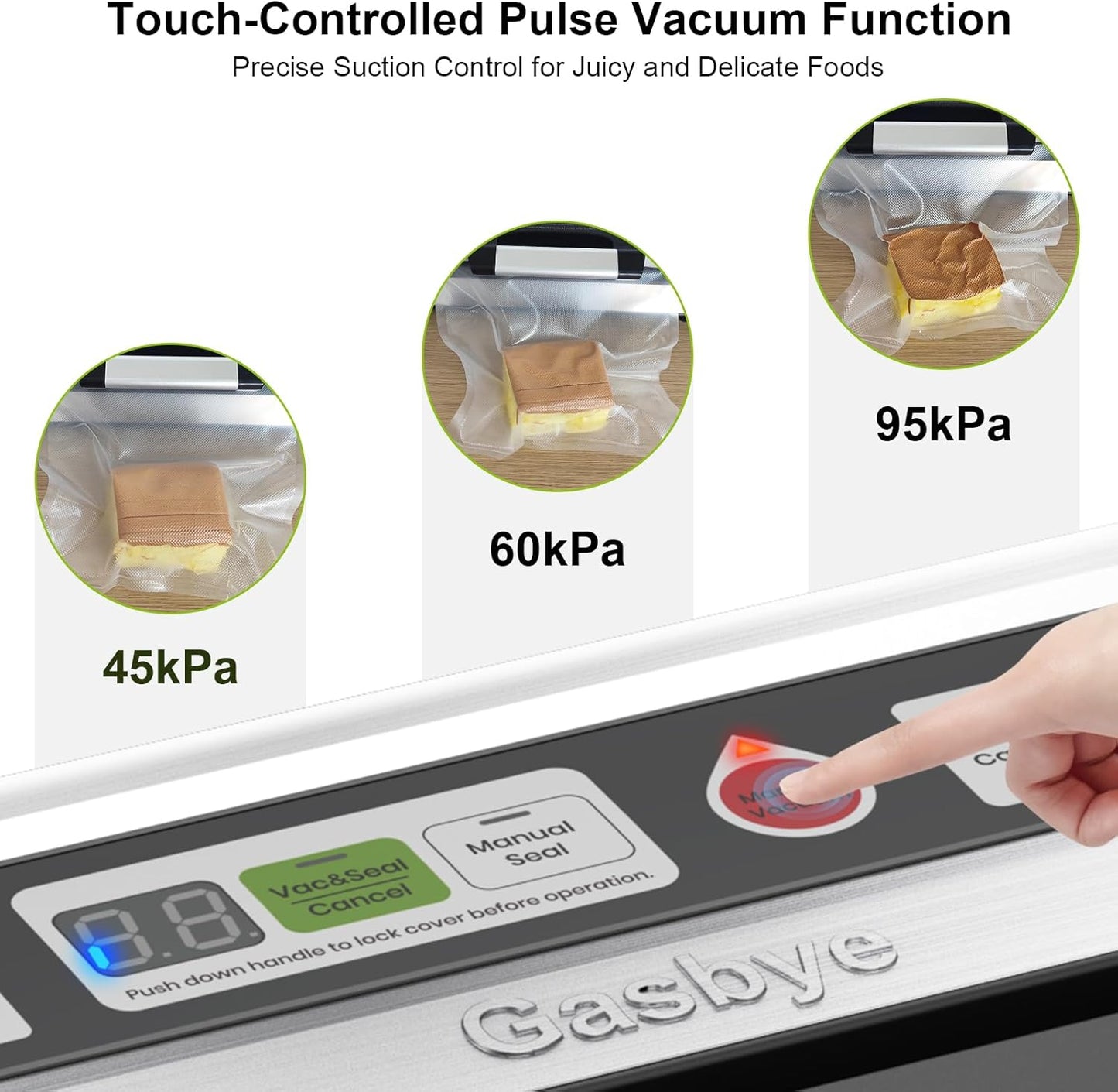 Precision Vacuum Sealer Machine by [Brand Name] - Double Heat Seal for Dry & Moist Food, Easy-Lock Handle, Built-in Bag Storage, Silver