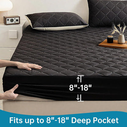 Skiennix Waterproof Twin Mattress Protector - Lab Tested Leakproof, Oeko-TEX Certified, Breathable & Noiseless, 18" Deep Pocket, Machine Washable | Black