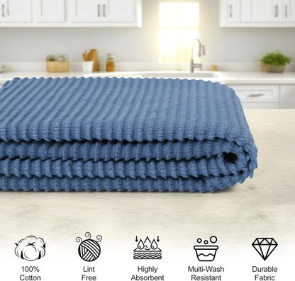 Homaxy Premium Kitchen Towels - Ultra Absorbent 100% Cotton Hand Towels | 18"x28", Navy Blue, 8 Pack