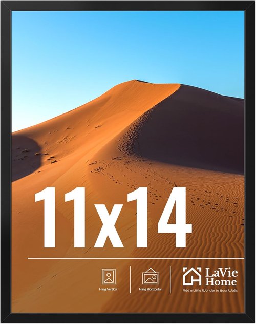 LaVie Home 11x14 Picture Frame - Classic Black Frame with HD Plexiglas for Vertical or Horizontal Display