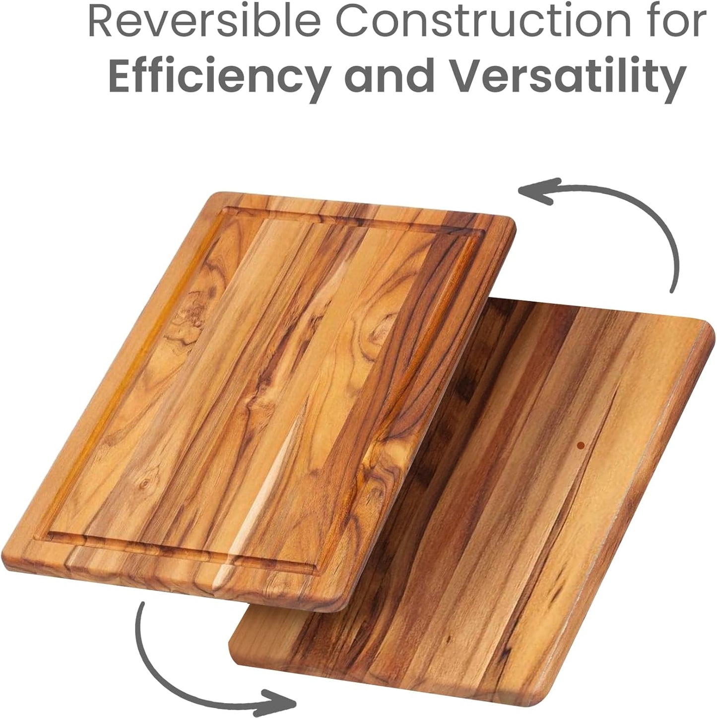 Teakhaus Teak Wood Cutting Board Set | 3 Sizes - Reversible, Knife-Friendly & FSC Certified - Perfect Holiday Gift