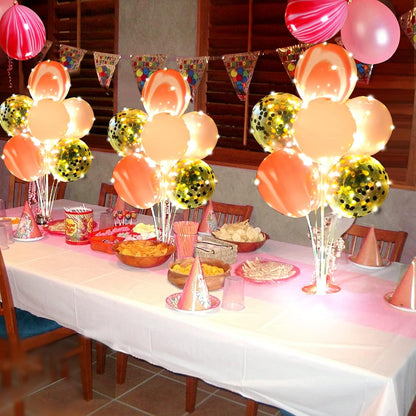 Skiennix Balloon Stand Kit - Pink Table Centerpiece with String Lights | Reusable Party Decorations