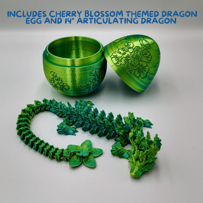 Skiennix Surprise Cherry Blossom Dragon Egg - 14" Articulating Joints for Stress Relief | Blue/Yellow