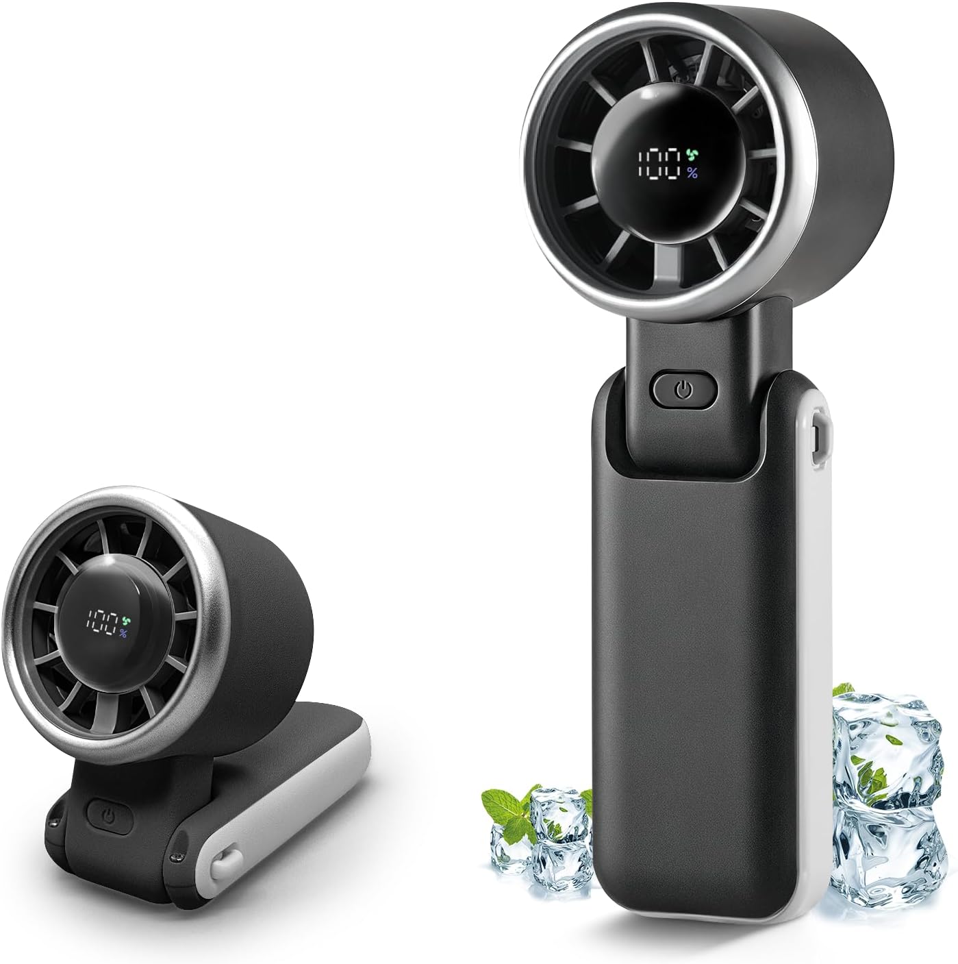 Skiennix Portable Handheld Turbo Fan - 180° Folding Design, 5 Speed USB Rechargeable | Ideal for Travel & Summer (Black)
