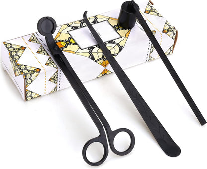 Skiennix 3-In-1 Candle Accessory Set - Wick Trimmer & Dipper with Gift Packaging | Black