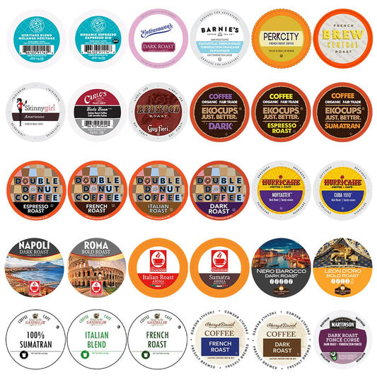 Perfect Samplers Dark Roast Coffee Pods Variety Pack, Strong Bold Coffee & Dark Roast Blends, Dark Roast Coffee Pods for Keurig K Cups Machines, Coffee Sampler 30 Count