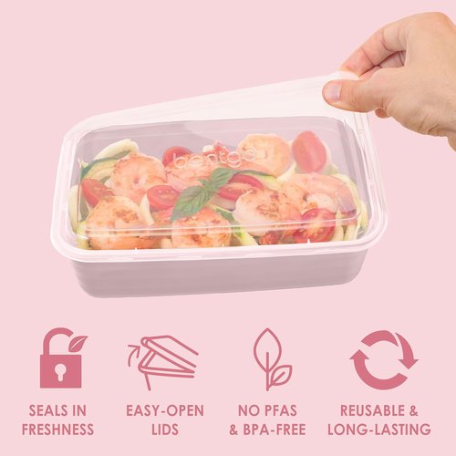 Bentgo Prep - 20-Piece Reusable Meal Prep Containers | Durable, Microwave & Dishwasher Safe, Blush Pink