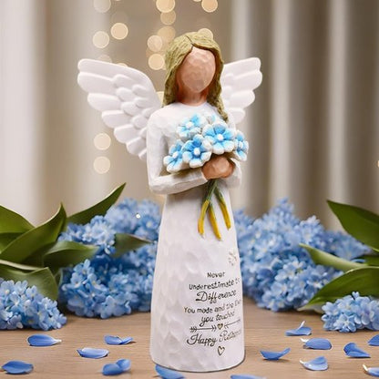 AUKEST Retirement Gifts for Women - 5.1” Blue Angel Figurine | Perfect Happy Retirement Decoration