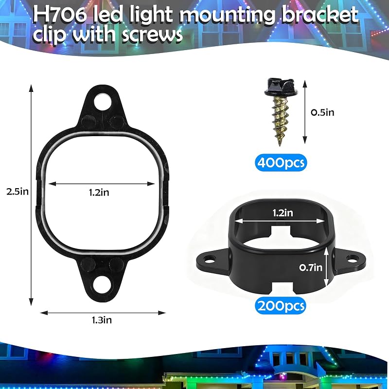 65-Pack Govee Pro Outdoor Light Bracket Clips with Screws - PRERUICHI Mounting Hardware for H706/H806