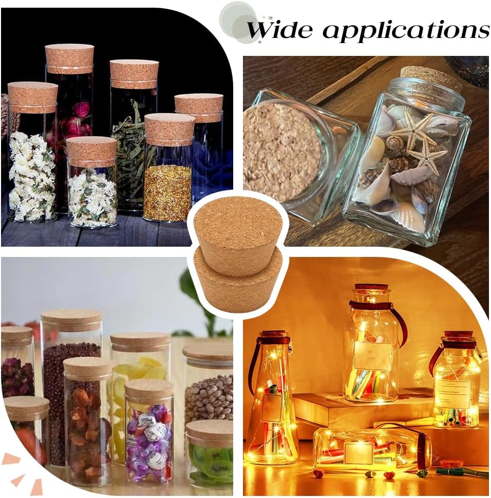 OLYCRAFT 2Pcs Large Cork Stoppers 2.4~3.2 Inch Cork Bottle Stoppers Tapered Corks Plugs Corks Canning Jar Lids Wood Tapered Plugs Wooden Taper Stopper for Kitchen Wedding Favor Canning