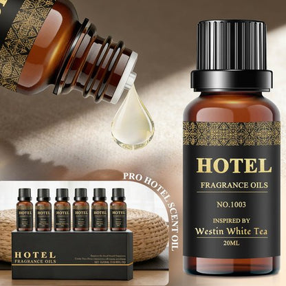 Hotel Diffuser Oil Set - Inspired by My Way, Baccarat, Westin White Tea, Santal, 24k Magic, Ritz-Carlton Hotel Scent Essential Oil Set Large Capacity, 20ml - (Pack of 6)
